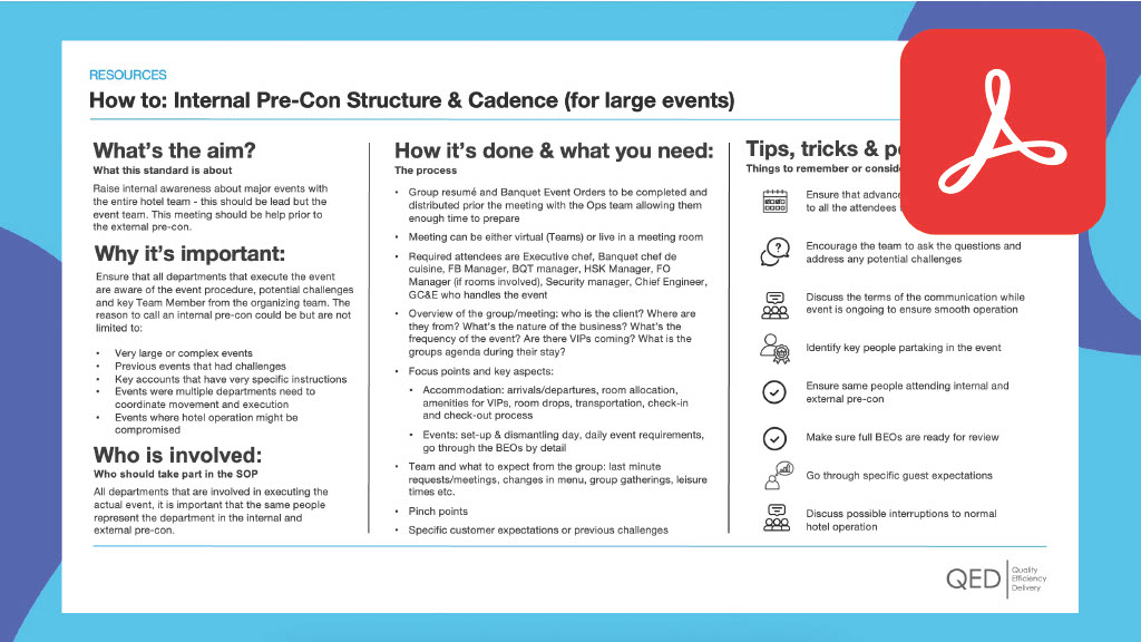 Internal Pre-con Structure and Cadence for Large Events