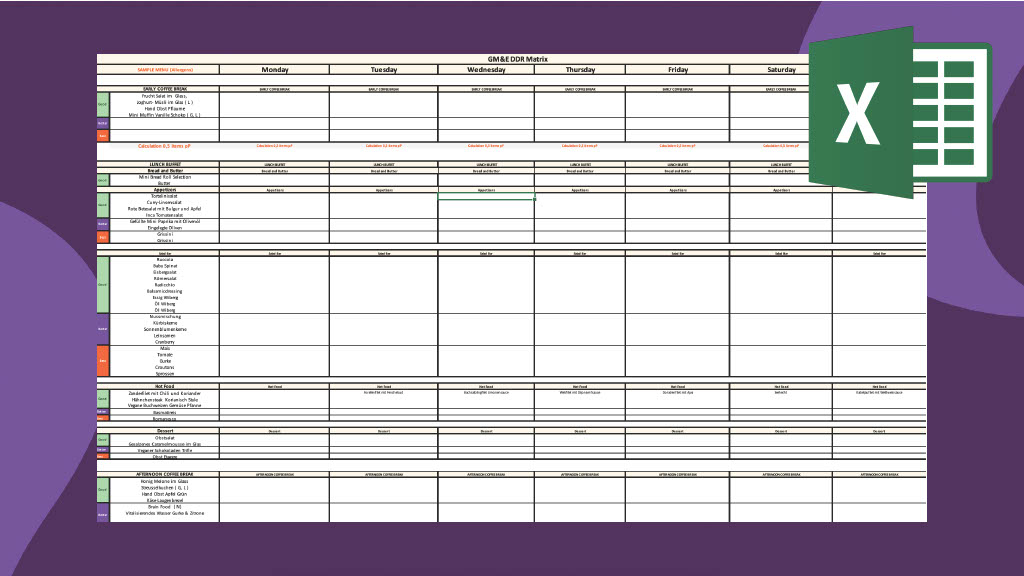 DDR 7 Day Menu Template