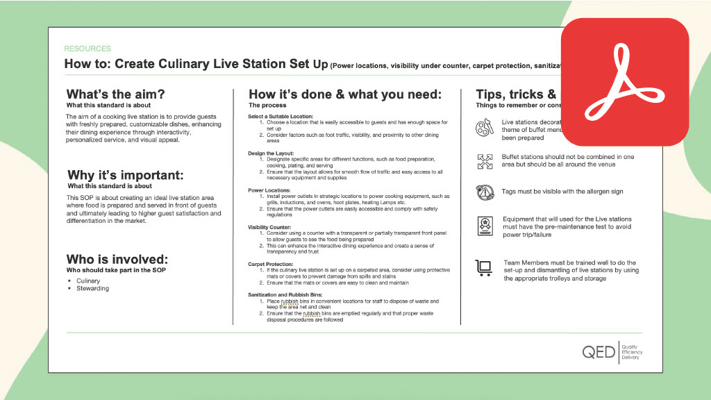 Culinary Live Stations SOP