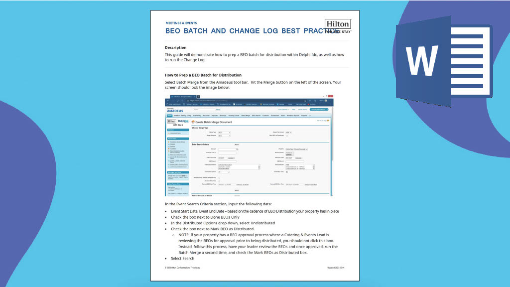 BEO Batch & Change Log Best Practice