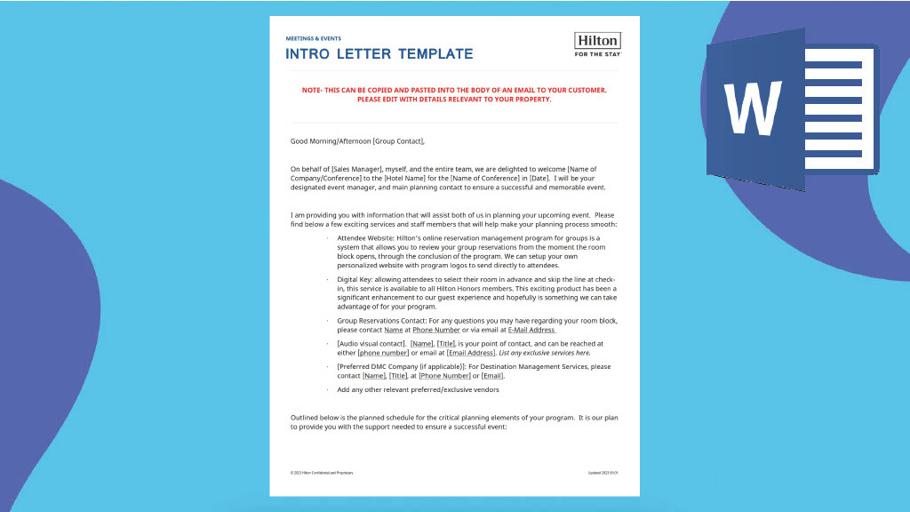 Event Planner Introduction Detailed Letter/Email Template