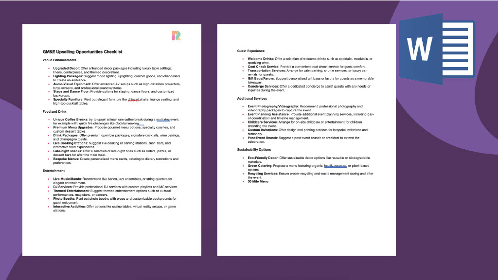 GM&E Upselling Opportunities Checklist