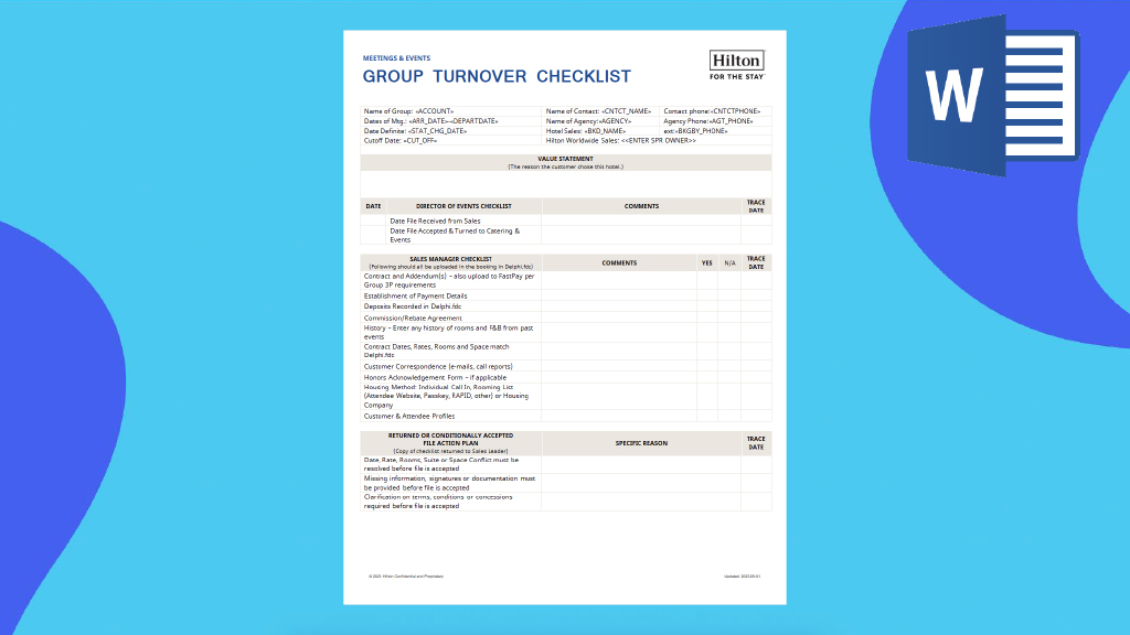 Group Turnover Checklist