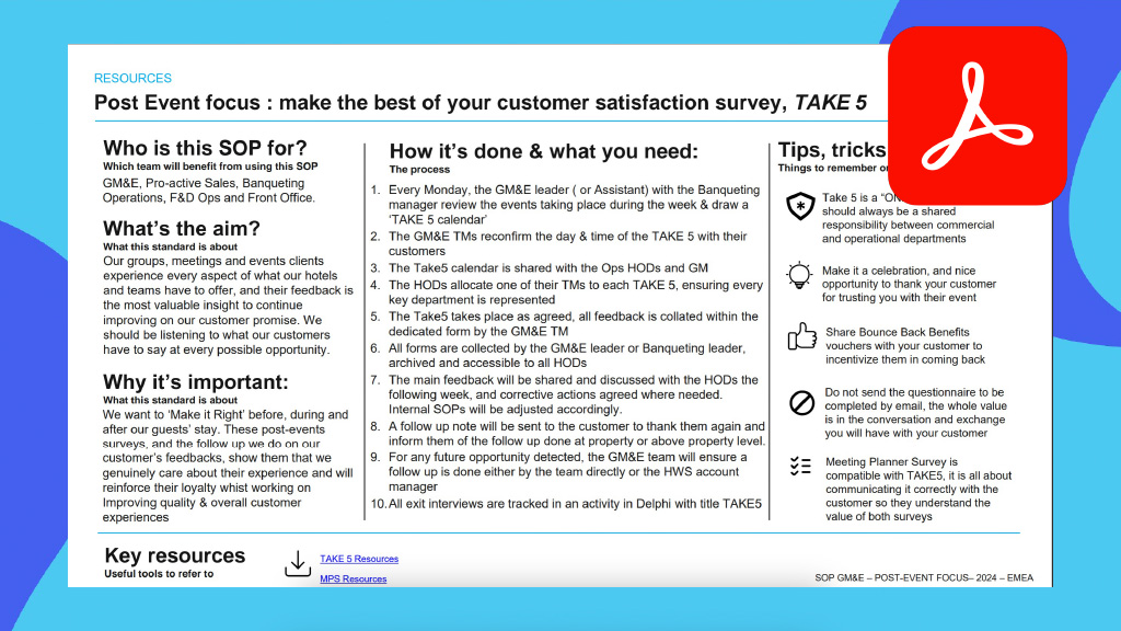 SOP How To: Post Event Satisfaction Check (Take 5 vs MPS)